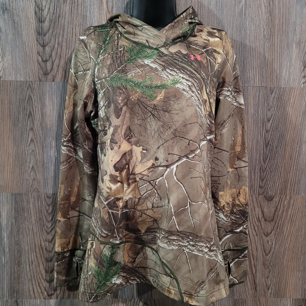 Under Armour Scent Control Hoodie Size M RealTree Camo Hunting Outdoors ColdGear